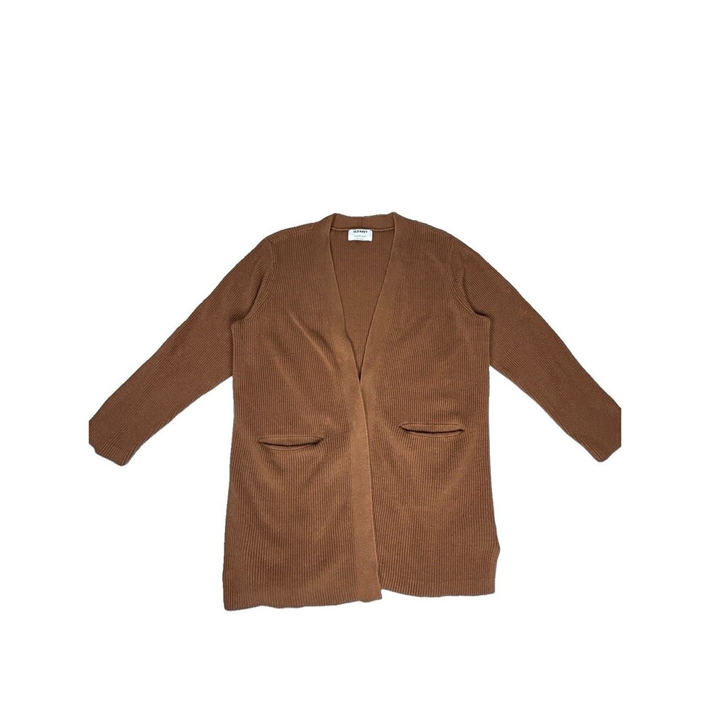 Old Navy Cardigan Sweater Brown Spiced Saffron Open Front  Long Line Women Sz L